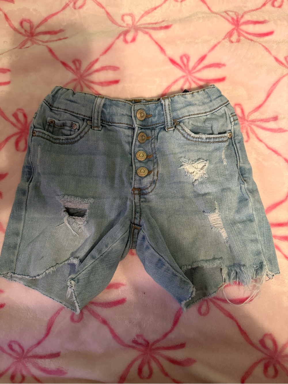 Jordache Light Wash Distressed High-Button Denim Shorts